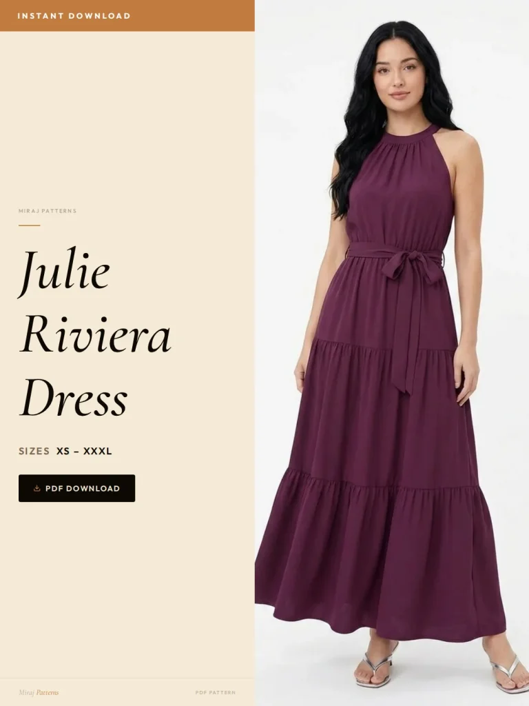 Julie Riviera Dress sewing pattern - PDF instant download