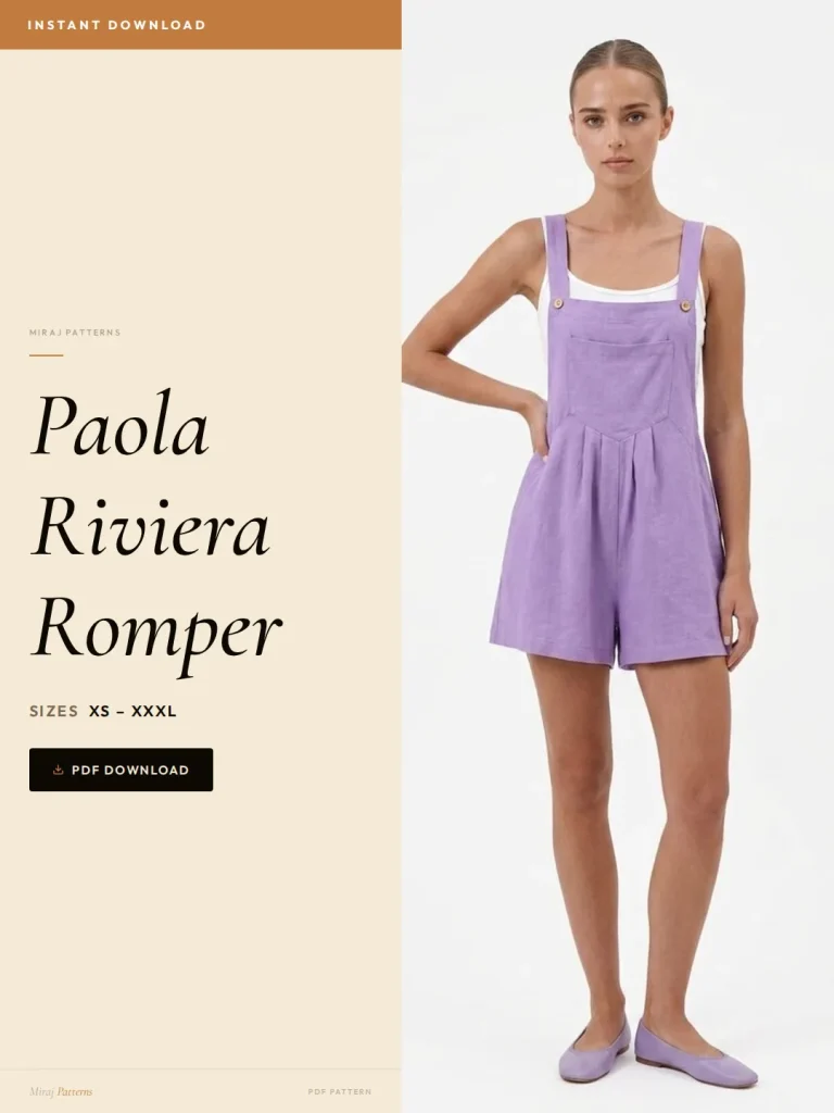 Paola Riviera Romper sewing pattern - PDF instant download