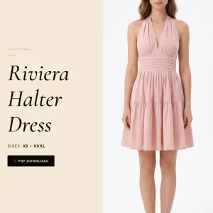 Riviera Halter Dress sewing pattern - PDF instant download