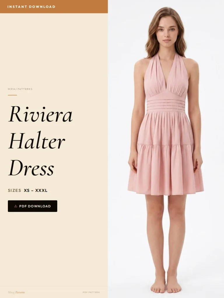 Riviera Halter Dress sewing pattern - PDF instant download