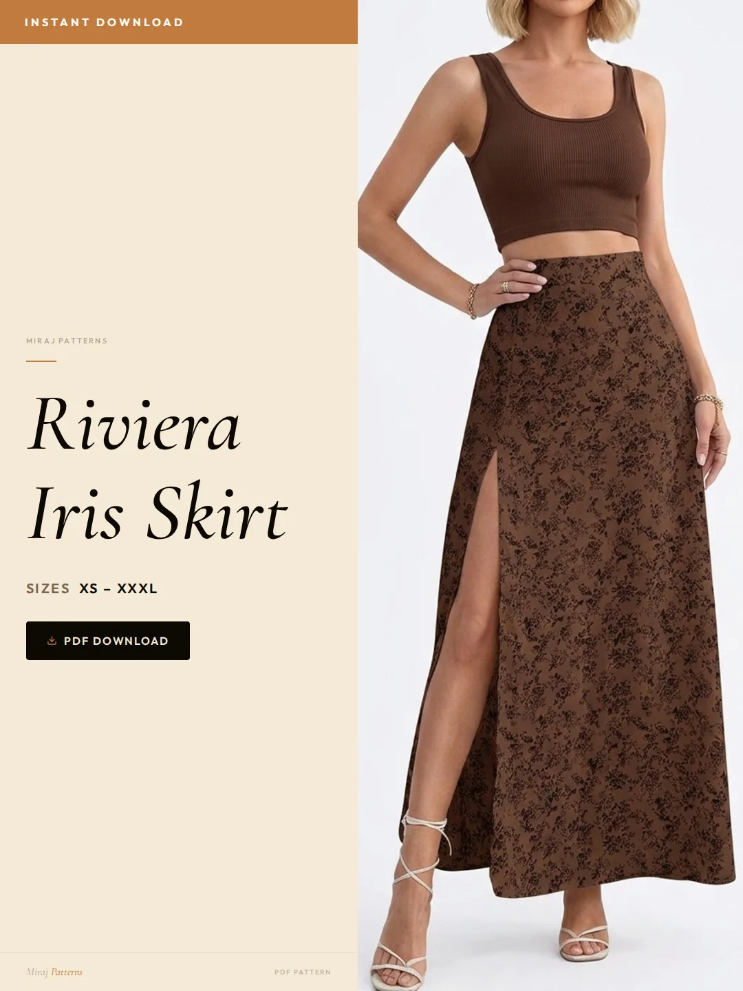 Riviera Iris Skirt PDF Sewing Pattern | Beginner-Friendly Instant Download XS-XXXL
