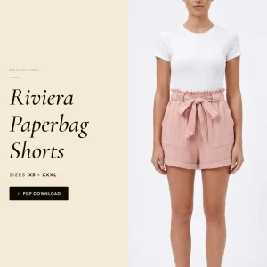 Riviera Paperbag Shorts sewing pattern - PDF instant download