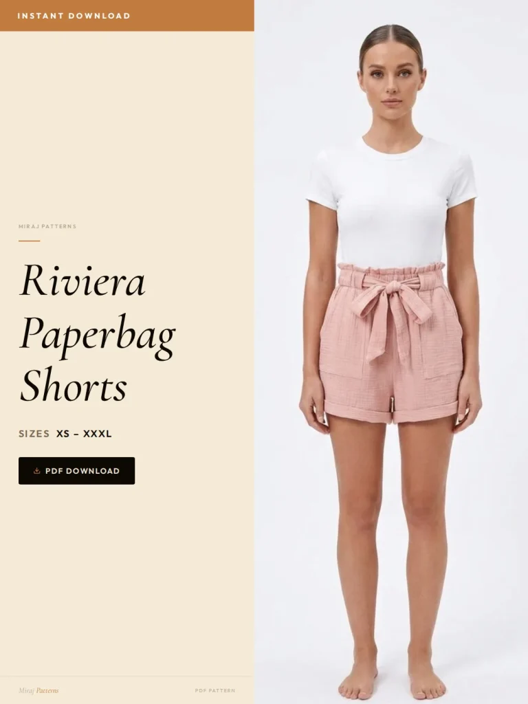 Riviera Paperbag Shorts sewing pattern - PDF instant download