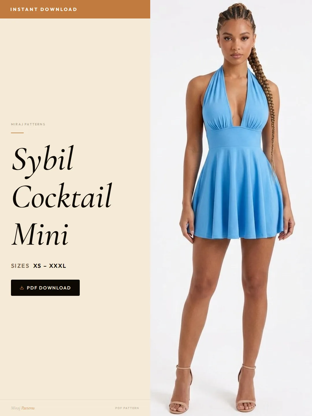 Sybil Cocktail Mini PDF Sewing Pattern | Beginner-Friendly Instant Download XS-XXXL