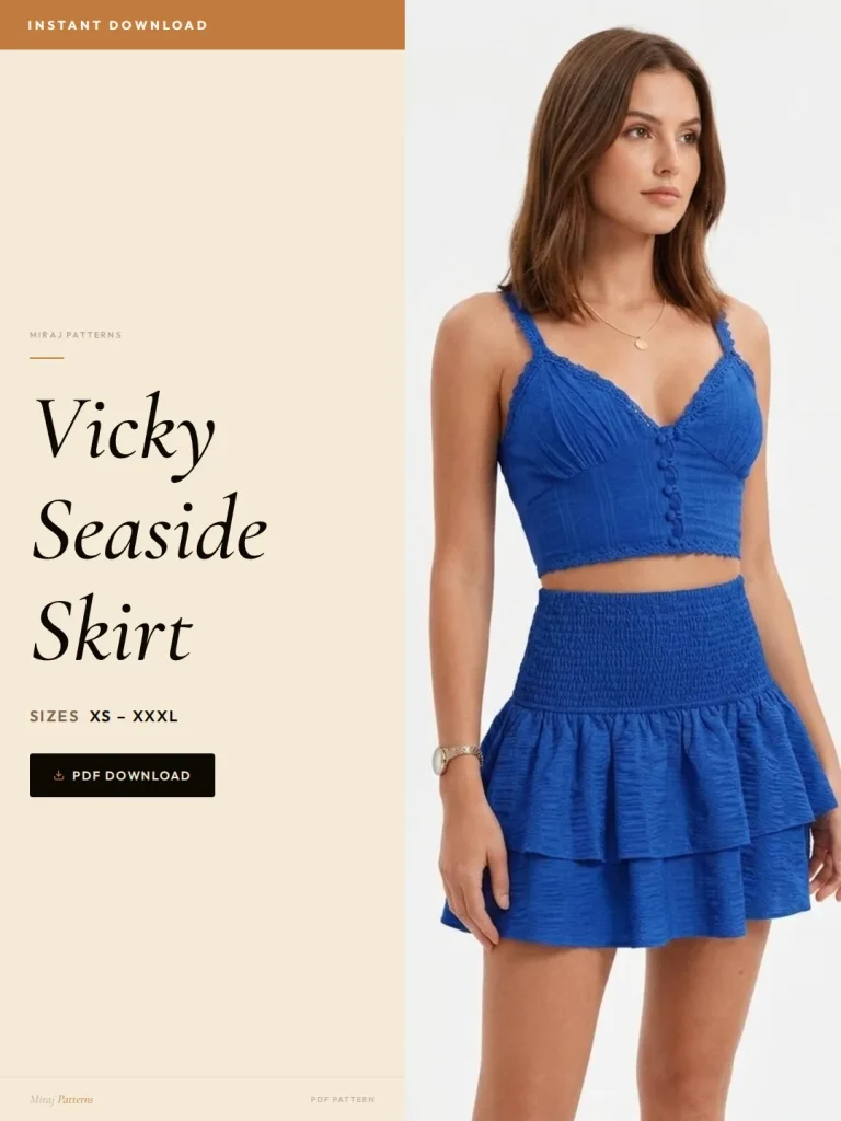 Vicky Seaside Skirt sewing pattern - PDF instant download