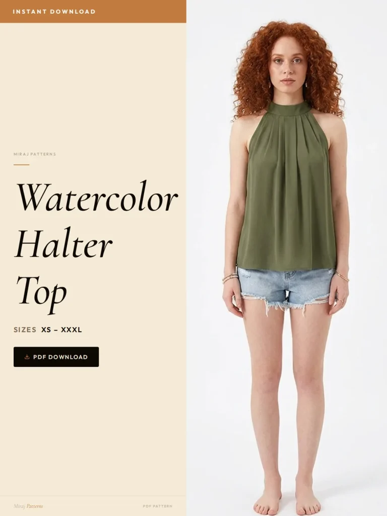 Watercolor Halter Top sewing pattern - PDF instant download
