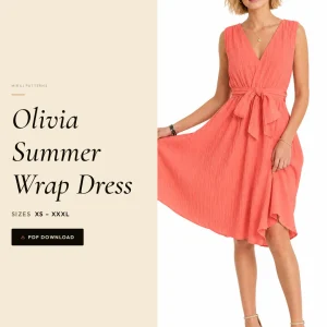 Olivia Summer Wrap Dress sewing pattern - PDF instant download